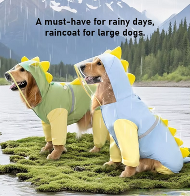 Дощовик для собак 3D Dinosaur Raincoat, Blue-Yellow