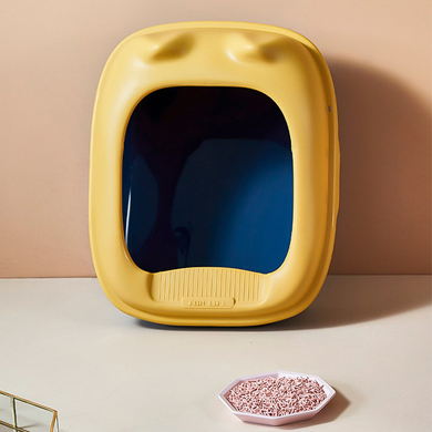 Туалет для котів з лопаткою Derby Plastic Cat Litter Box, yellow-blue Derby