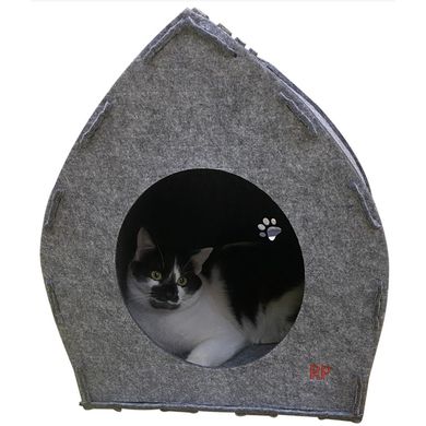 Домик-лежак для кота или собаки Red Point "Pet House" войлок серый Red Point