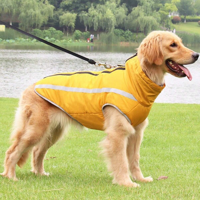 Светоотражающая зимняя толстая куртка для собак Yellow Derby