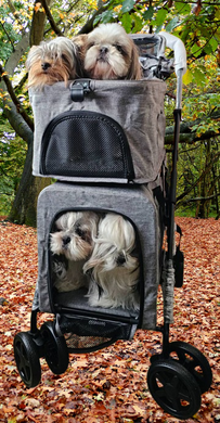 Коляска для 2 животных со съемными переносками Bello LD03F Grey Bello