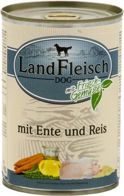 LandFleisch консерви для собак з качкою, рисом і свіжими овочами LandFleisch