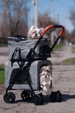 Коляска для 2 животных со съемными переносками Bello LD03F Grey Bello