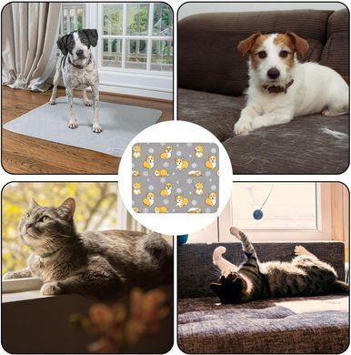 Охолоджуючий килимок для собак і котів Grey Corgi Summer Cooling Mat