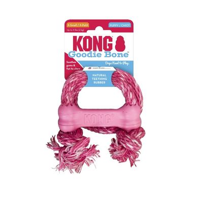 Жувальна кістка для цуценят KONG Puppy Goodie Bone з мотузкою KONG