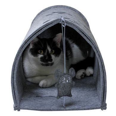 Домик-туннель для кошки Red Point "Kitty Tunnel" с мышкой серый Red Point