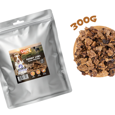 Лакомство для собак UniQ PETS NATURAL Сушеные кроличьи легкие UniQ PETS