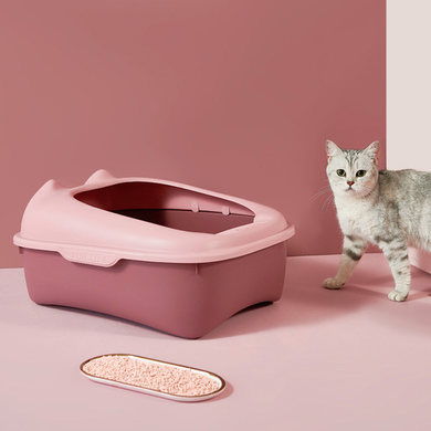 Туалет для котов с лопаткой Derby Plastic Cat Litter Box, pink Derby
