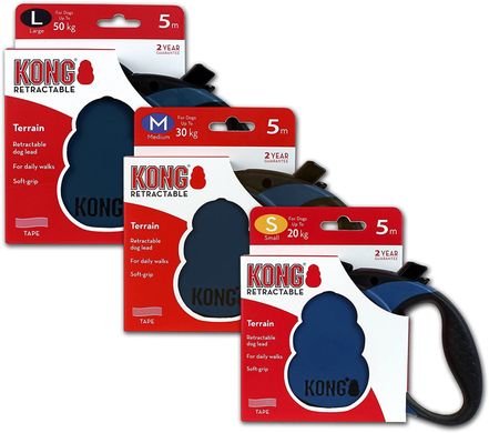 Поводок-рулетка для собак Kong Retractable Terrain Blue KONG