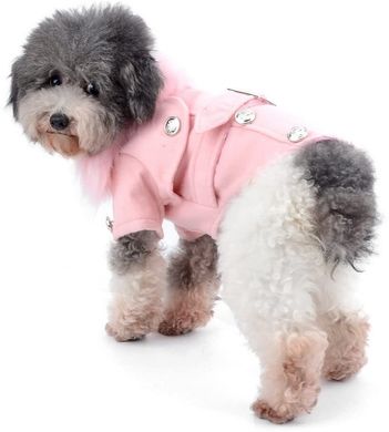 Пальто для собак Glamor Pink с меховым воротником