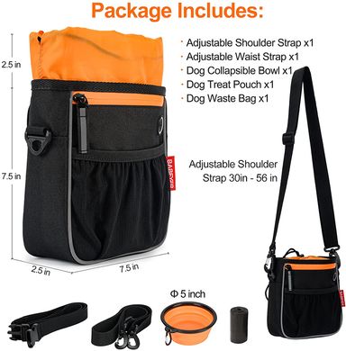 Сумка для вигулу і дресирувань BABEYER Dog Treat Pouch, Black/Orange