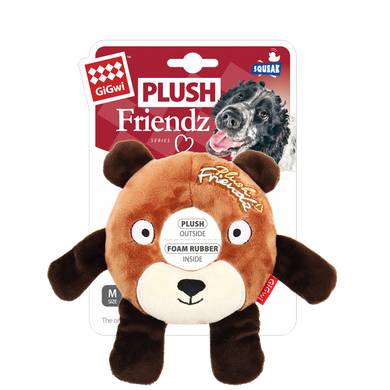Игрушка для собак Gigwi Plush Friendz Плюшевый Медведь с Резиновым Кольцом Внутри и Пищалками 19 см GiGwi