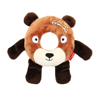 Іграшка для собак Gigwi Plush Friendz Плюшевий Ведмідь з Гумовим Кільцем Всередині і пищалкою 19 см GiGwi