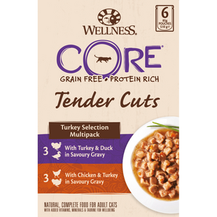 (срок до 01.2025) Набор консерв для котов Wellness CORE Tender Cuts Turkey Selection Multipack с индейкой Wellness CORE