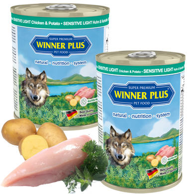 Консервы для чувствительных собак с курицей и картошкой Winner Plus