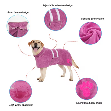 Швидковисихаючий халат для собак Pink