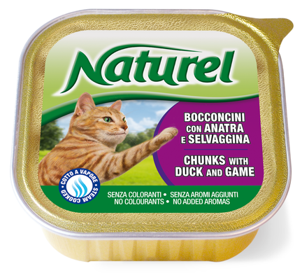 Консерва для котів Naturel Шматочки качки з дичиною (Duck & Game), 100 г Naturel
