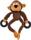 Плюшевая игрушка для собак Squeaky Dog Toy with Rubber Ring - Brown Monkey