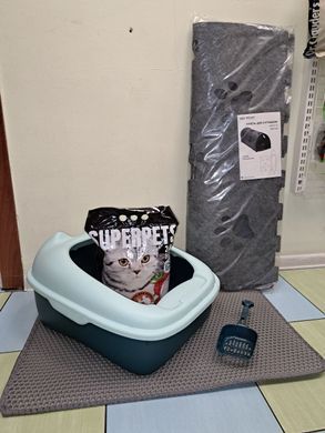 Туалет для котів з лопаткою Derby Plastic Cat Litter Box, green Derby