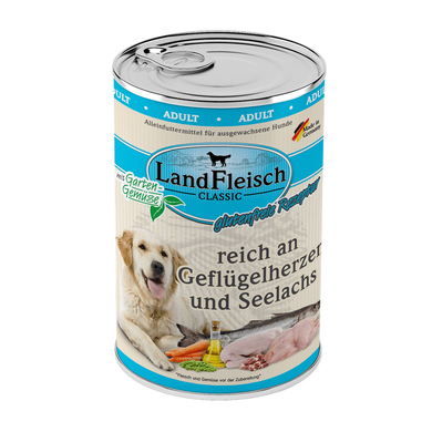 LandFleisch консерви для собак з пташиному серцем, сайра і свіжими овочами LandFleisch