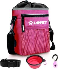 Сумка для выгула и дрессировок LANNEY Dog Treat Pouch с кликером и миской (Pink with Black)