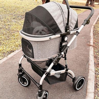 Cкладна коляска для домашніх тварин зі знімною переноскою Oui Oui Pet Stroller YA01K Grey Oui Oui
