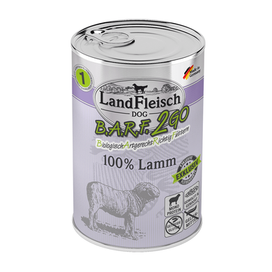 Консервы для собак Landfleisch B.A.R.F.2GO 100% Lamm (з ягненком) LandFleisch