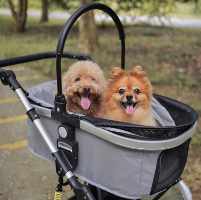 Cкладна коляска для домашніх тварин зі знімною переноскою Oui Oui Pet Stroller YA01K Grey Oui Oui