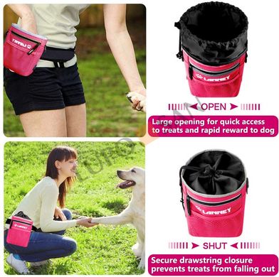 Сумка для выгула и дрессировок LANNEY Dog Treat Pouch с кликером и миской (Pink with Black)