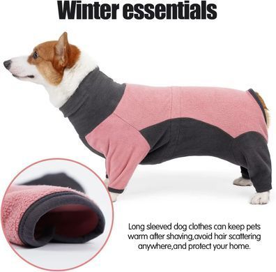 Флісовий комбінезон для собак Wan Talk Dog Clothes Cold Proof, Pink Grey Wan talk