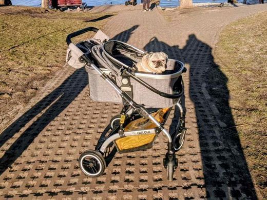Cкладна коляска для домашніх тварин зі знімною переноскою Oui Oui Pet Stroller YA01K Grey Oui Oui