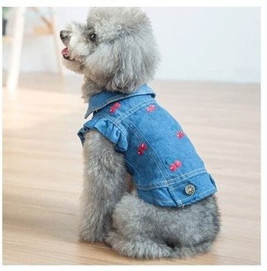 Джинсова куртка для собачок з вишивкою