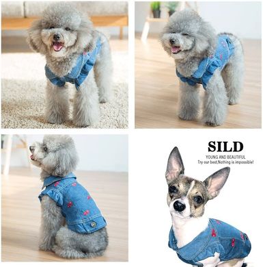 Джинсовая куртка для собачек с вышивкой