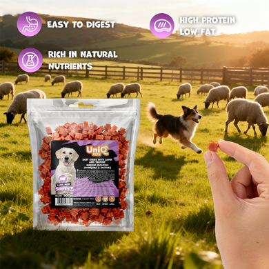 Ласощі для собак UNIQ PETS DOG SNACKS SNIFFY з ягнятиною і таурином у формі зірочок UniQ PETS
