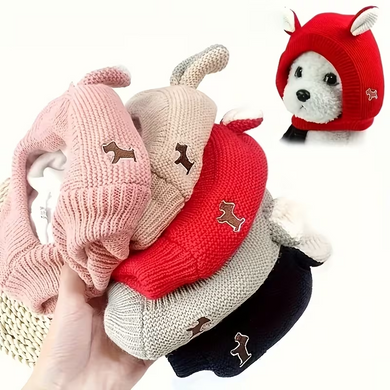 Зимняя теплая шапка для собак Knitted Stretchy Silent Dog Ear Hat