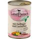 LandFleisch консервы для собак с филе птицы и лососем со свежими овощами, 400 г
