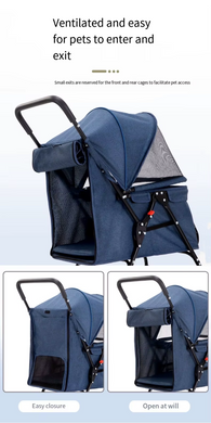 Складная коляска для домашних животных Derby 4 Wheels Pet Stroller, Grey Derby