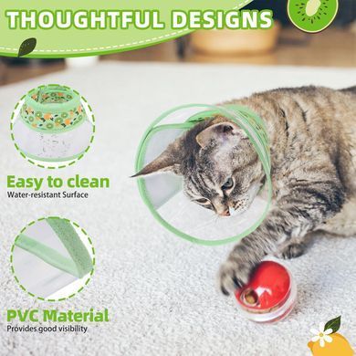 М'який ветеринарний комір для котів Green Cat Elizabeth Collar with a fruit pattern