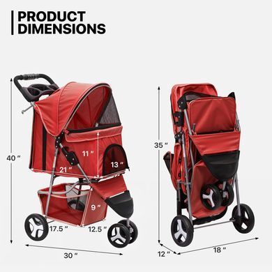 Коляска для котів і собак Bestopet (Люпосанчик) BS-RL-16 Red Люпосанчик