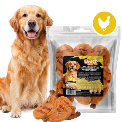 Ласощі для собак UNIQ PETS DOG SNACKS MEATY Курячі ніжки барбекю з білим кунжутом UniQ PETS