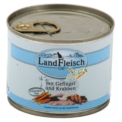 LandFleisch консервы для котов с крабом и домашней птицей LandFleisch
