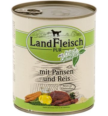 LandFleisch консервы для собак с рубцом, рисом и свежими овощами LandFleisch