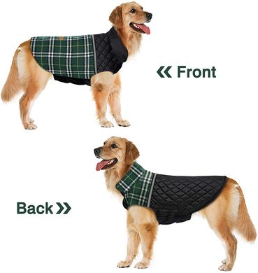 Зимняя двухсторонняя куртка British Green для собак