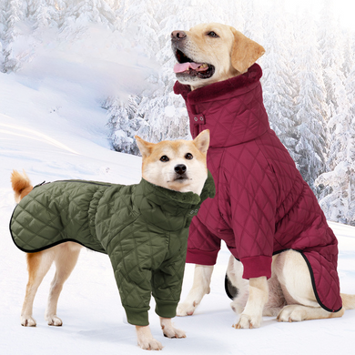 Тепла зимова куртка для собак Wan Talk Winter Warm High Collar Dog Green Clothes з високим коміром Wan talk