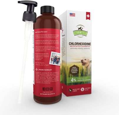 Лечебный шампунь для собак и кошек Strawfield Pets Chlorhexidine Shampoo