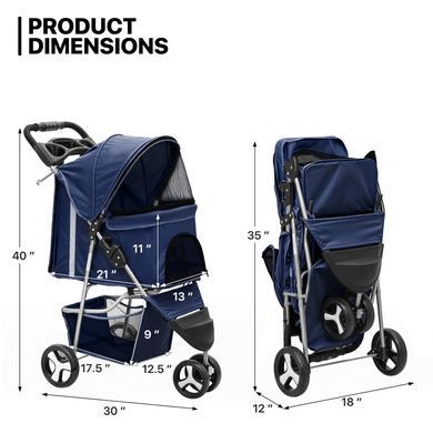 Коляска для котів і собак Bestopet (Люпосанчик) BS-RL-16 Dark Blue Люпосанчик