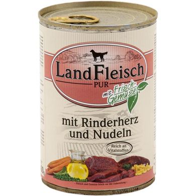 LandFleisch консерви для собак з яловичим серцем, локшиною і свіжими овочами LandFleisch
