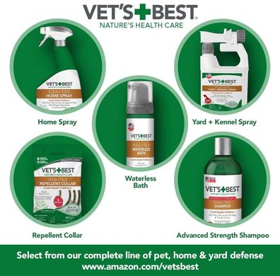 Сухий шампунь проти бліх та кліщів для собак Vet's Best Flea and Tick Waterless Bath Foam for Dogs Vet's Best