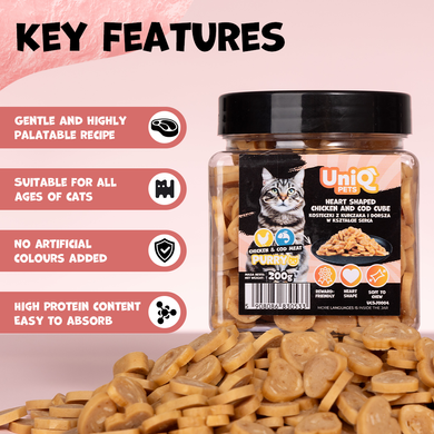 Ласощі для котів UNIQ PETS CAT SNACKS PURRY М'які сердечка з курки та тріски UniQ PETS