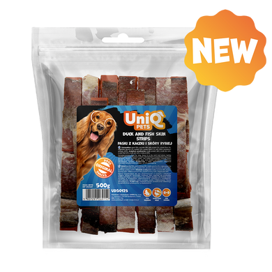 Ласощі для собак UniQ PETS Стріпси з качки та шкіри тріски UniQ PETS
